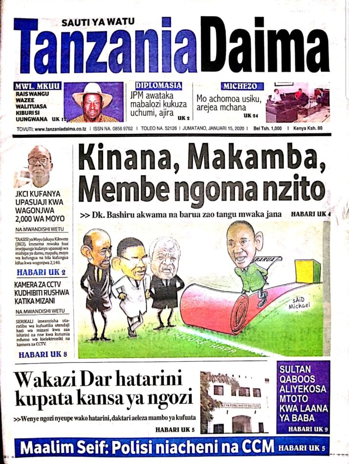 Magazeti ya Tanzania ya leo 15,Januari 2020