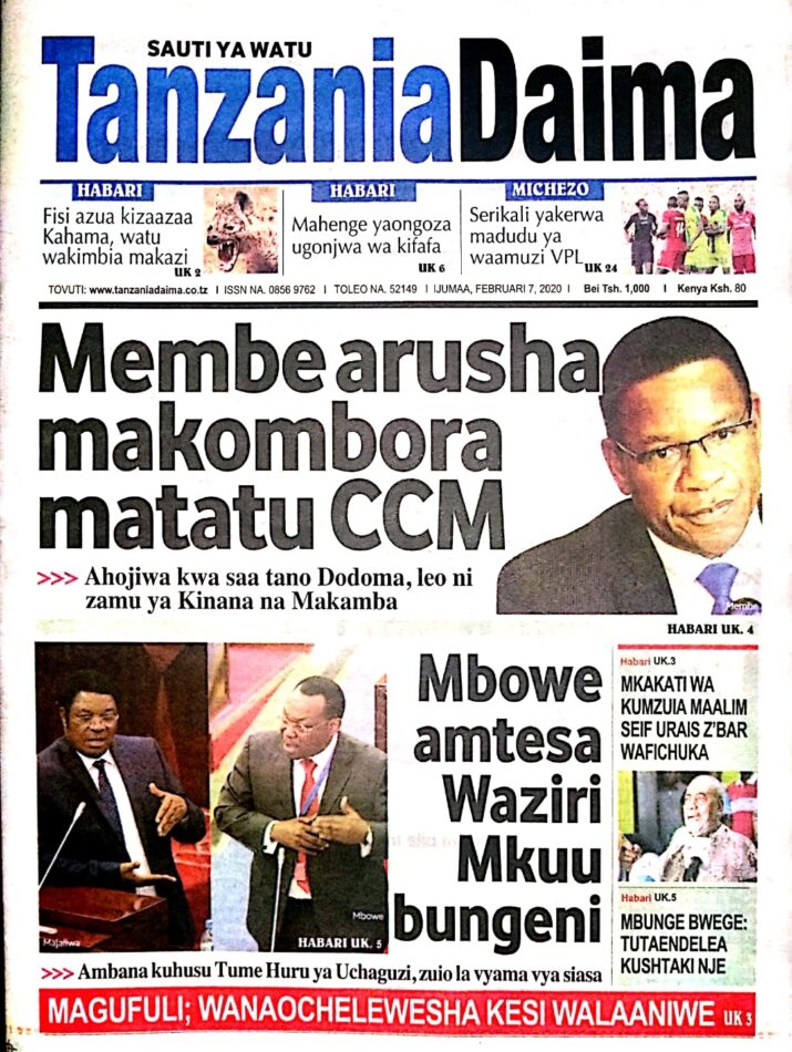 Habari kubwa za Magazeti ya Tanzania leo February 7, 2020
