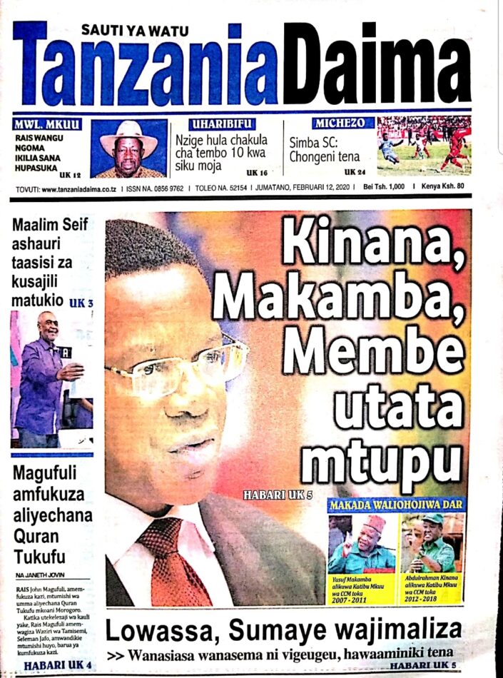 Habari kubwa za Magazeti ya Tanzania leo February 12, 2020