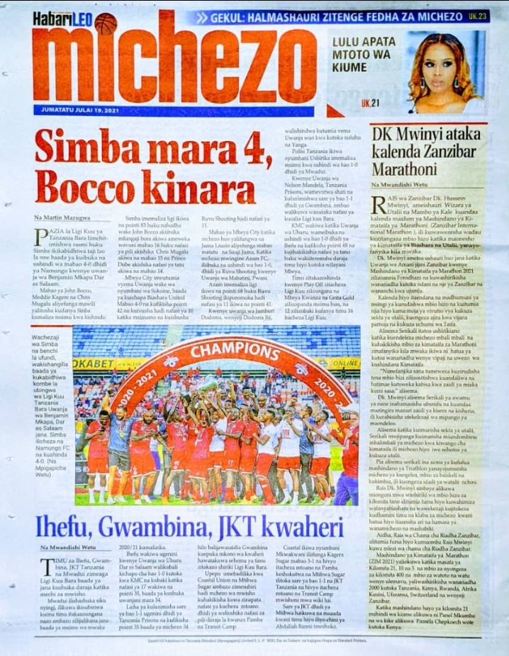 Magazeti ya Leo 2021 19th, July - Today Newspapers